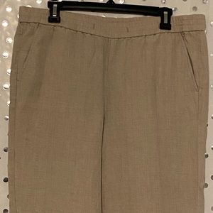 Brand: Talbots; size: 12; 100% linen; light khaki pants; elastic waist band